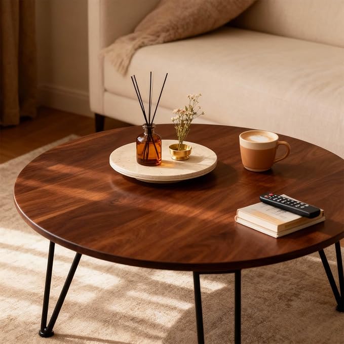 Faux Travertine Lazy Susan, 11.5" Rotating Round Serving Tray for Kitchen Countertop, Dining Table or Vanity Organizer
