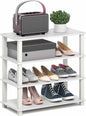 Furinno Turn-S-Tube Shoe Rack, 4-Tier Shoe Organizer, Shoe Storage, 11.6 x 23.6 x 22.3, for Closet Entryway, Office, Garage, White