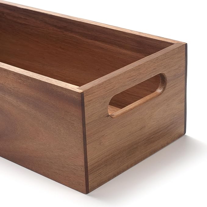 Toilet Tank Basket, Toilet Paper Basket for Back of Toilet Tank Top, Acacia Wood Bathroom Storage Basket for Organizing and Decor (15 x 6 x 4 inch)