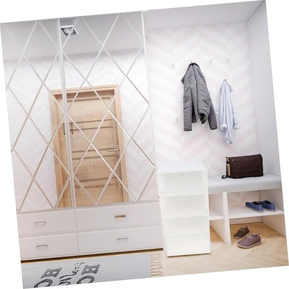 VILLCASE 4pcs Thickened Transparent Plastic Shoe Boxes Home Use Dustproof Shoe Storage Holders with White Frame Stackable Organizer Containers