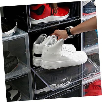 ABOOFAN Shoe Storage Box with Dustproof Design, Buckle-connected Modular Shoe Organizer, Sturdy Stackable Plastic Container for Home Closet Use
