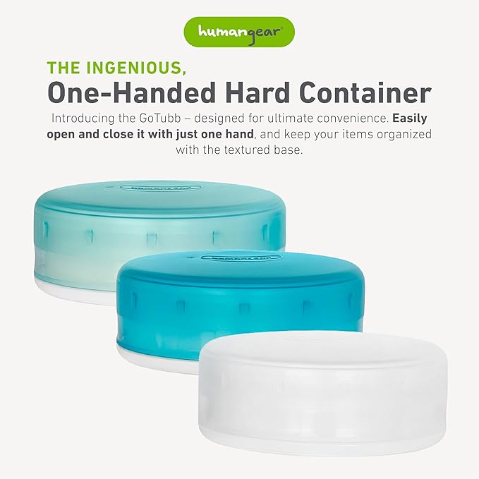 humangear GoTubb – Storage Containers for Snacks, Small Essentials and Travel Gear, Made from Food-Safe Materials, Clear/Aqua/Teal, Medium (3-pack)