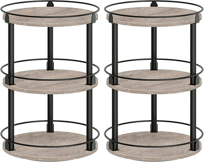 YATINEY Spice Rack, Set of 2 Lazy Susan Organizer, 3-Tier Turntable Organizer, Rotating Spice Rack Organizer For Cabinet, Compact and Versatile, Greige and Black SR23L2BG