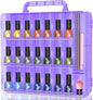 SUBAY Portable Nail Polish Organizer, Clear Double Side Nail Polish Holder,Gel Nail Storage for 48 Bottles with 6 Adjustable Dividers in Each Side Space Saver, Purple