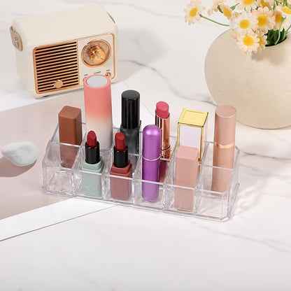 4 PCS Acrylic Lipstick Organizer, Lipstick Holder, 12-Slot Lip Gloss Holder, Beauty Makeup Storage Display Cosmetic Organizer