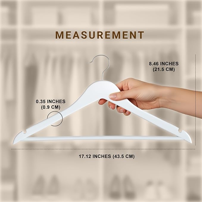 Utopia Home Premium Wooden Hangers 20 Pack - Durable & Slim Coat Hanger - Suit Hanger with 360-Degree Rotatable Hook - Wood Hangers with Shoulder Grooves (White Color)