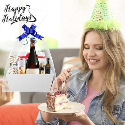 Baskets For Gifts Empty Organizing,【5PK】 White Small Gift Basket Empty To Fill For Holiday, Birthday, Easter,Wedding Baby Party Gifting And Any Occasion