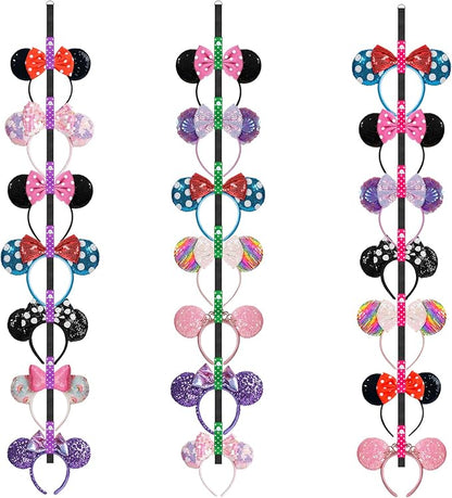 3 Pcs Mouse Ears Holder, Mouse Ear Headband Holder Organizer, Headband Storage Display Stand, Hanging Hair Accessory Rack for Girls Room Wall Decor