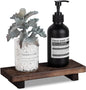 Bathroom Tray Farmhouse Decor Pedestal Stand Wood Riser Display Kitchen Accessories Soap Holder for Sink, Counter, Vanity, 8.7 * 3.6 Dark Brown