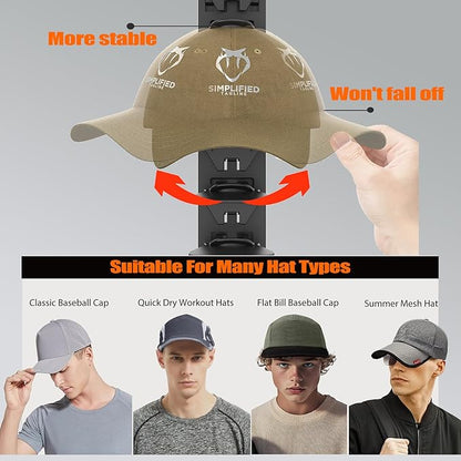 Hat Organizer for Baseball Caps 1 Pack, Adhesive Hat Rack for Wall Hold Up to 20 hats (Black-1 Pack)