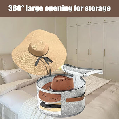 STARGAZ Oversized Clear Hat Storage Bag, Hat boxes for women storage, Cowboy hat storage, Hat accessories, hat organizer for closet, hat travel case with Handle, Holds Up to 10 Hats(Light Gray 2 Pack)