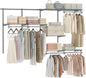 Giantex Closet Organizer System, 4-8 FT Wall-Mounted Closet Shelves and Rod, Adjustable Closet Organization w/ Hanging Rod, DIY Expandable Modular Metal Wire Shelving for Laundry Bedroom (Grey)
