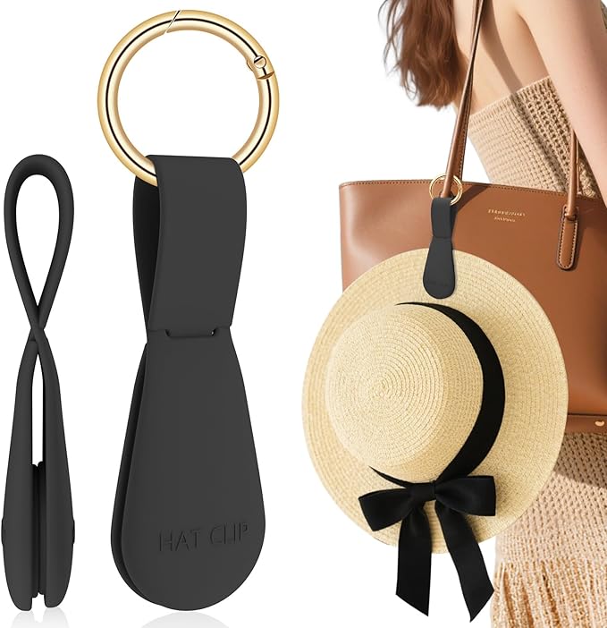 Fikoksol Magnetic Hat Clip for Travel on Bag, Silicone Hat Holder for Tote Beach Bag, Hand Free Strong Magnet Purse Hook Cowboy Hat Hanger Carrier for Travel Vacation Essentials Accessories
