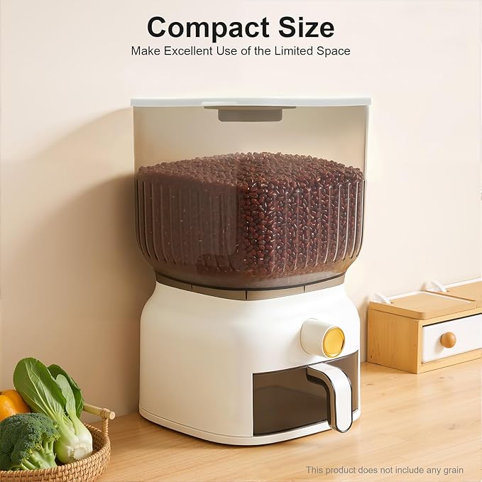 Rice Dispenser, Large Grain Container Storage with Lid Measuring Cylinder Household Cereal Dispenser Bucket, Kitchen Organizer for Rice, Beans, Grains, Cereal Dry Food