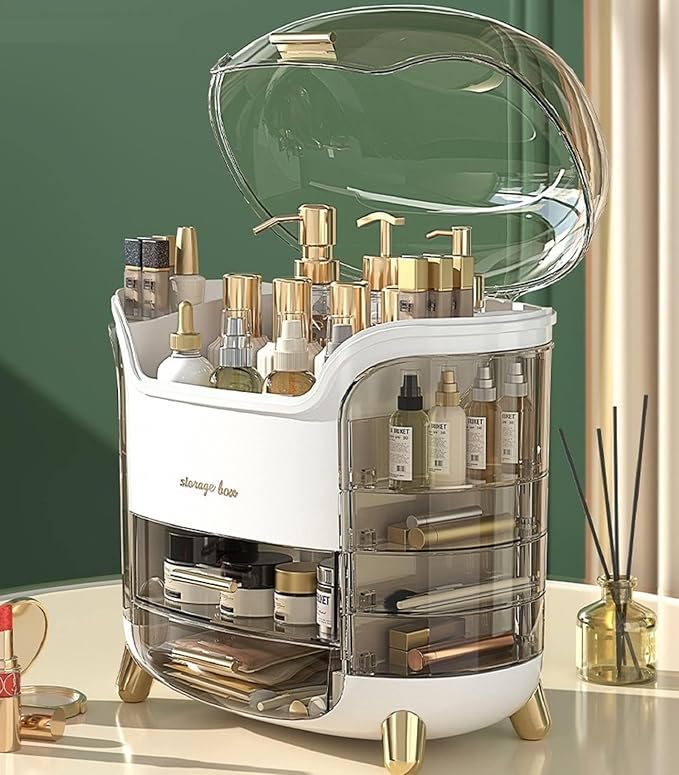 Omeily Upgrade Large Makeup Organizer Countertop Vanity Organizer Cosmetic Organizer Makeup Storage Box Bathroom Counter Organizer Perfume Skincare Organizers Gift Women Clear Design Easy Visibility