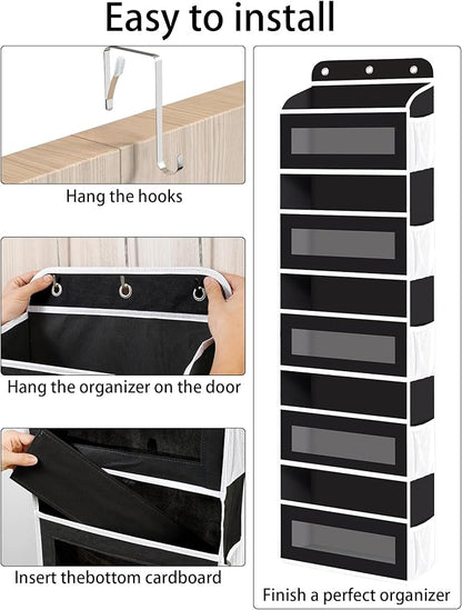 KYEVIS Over The Door Organizer, 5 Shelves Closet Door Hanging Organizer with 10 Mesh Pockets, Nursery Closet Organizer, Baby Essentials, Dorm Room Essentials for Girls