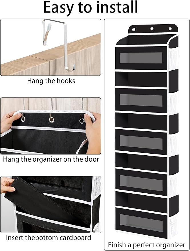 KYEVIS Over The Door Organizer, 5 Shelves Closet Door Hanging Organizer with 10 Mesh Pockets, Nursery Closet Organizers, Baby Essentials, Dorm Room Essentials for Girls