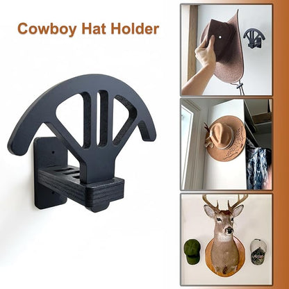 Adjustable Cowboy Hat Rack Holder, Wooden Cowboy Hat Wall Mount Stand for Wall Can Keeps Original Shape of Hat, 4-Speed Adjustable Western Hat Display, for Fedoras Hat Cowboy Hat Sun Hats