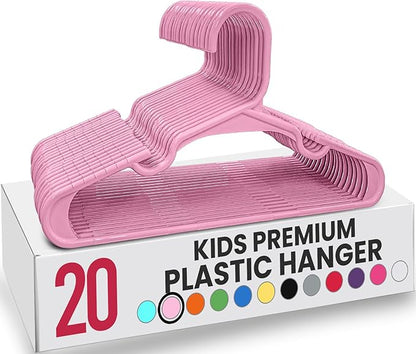 Utopia Home 20 Pack Kids Hangers - 11.5 Inch Plastic Baby Hangers for Closet - Children Hanger for Clothes - Infant Hanger for Closet - Everyday Standard Use (Baby Pink)