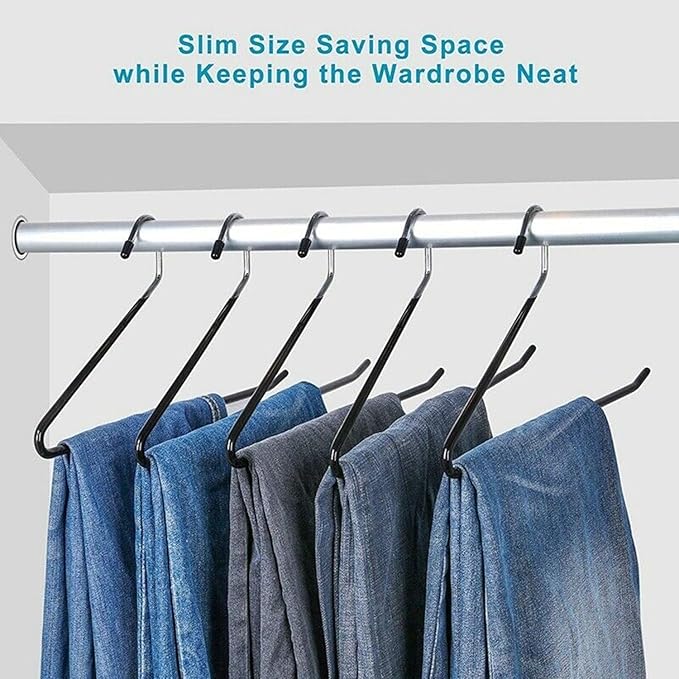 Metal Pants Hangers Non Slip - 40 Pack Open Ended Jean Hangers - Space Saving Clothes Hanger for Closet, Rubber Coated Short Neck Trouser Hanger