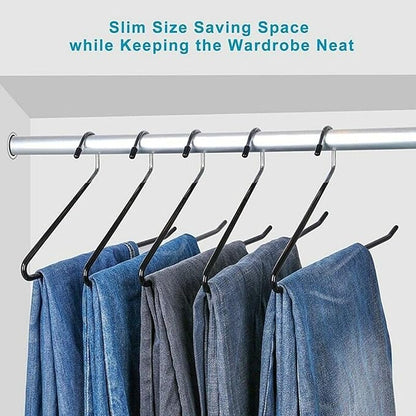 Metal Pants Hangers Non Slip - 40 Pack Open Ended Jean Hangers - Space Saving Clothes Hanger for Closet, Rubber Coated Short Neck Trouser Hanger
