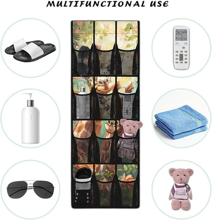 Hanging Shoe Organizer, Giraffe No Dril Over Door Hanging Storage Bag 12 Large Mesh Pockets Closet Door Hanging Shoe Rack Organizer for Bedroom Bathroom Office Nursery
