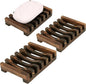 Anwenk 3Pack Soap Dish Wooden Soap Saver Holder Soap Tray for Bathroom Shower Rectangular Sink Drainer Hand Craft for Soap,Sponges and More