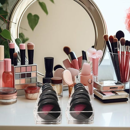 Nsmykhg Acrylic Makeup Organizer,6 Pack 8 Spaces Clear Vanity Drawer for Eyeshadow Palette, Lipstick & Highlighter Storage, Skincare Display, Bathroom Cosmetic Organize,10"x3.5"x1.8"
