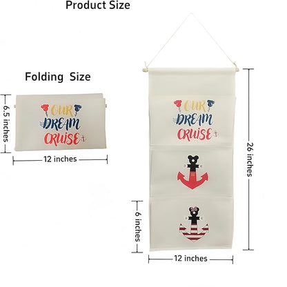DCL Cruise Fish Extender Gifts Organizer - Hanging 3-Pockets for DCL Cabin Doors -Cruise essential Fish Extender Hanger Perfect for 2025 & 2026 (White)