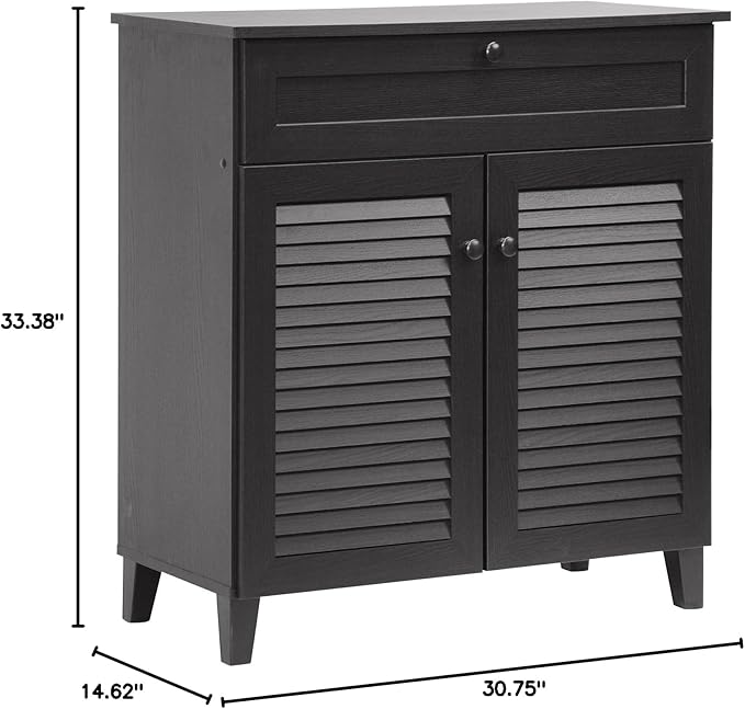 Baxton Studio Calvin Shoe-Storage Cabinet, Espresso