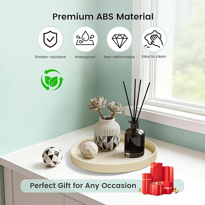 1 Pack 10" Bathroom and Vanity Tray, ABS Bathroom Counter Organizer, Coffee Table Decor for Perfume, Candles, Keys &More. Kitchen Countertop Organizer, Decorative Tray Soap Holder, Yellow