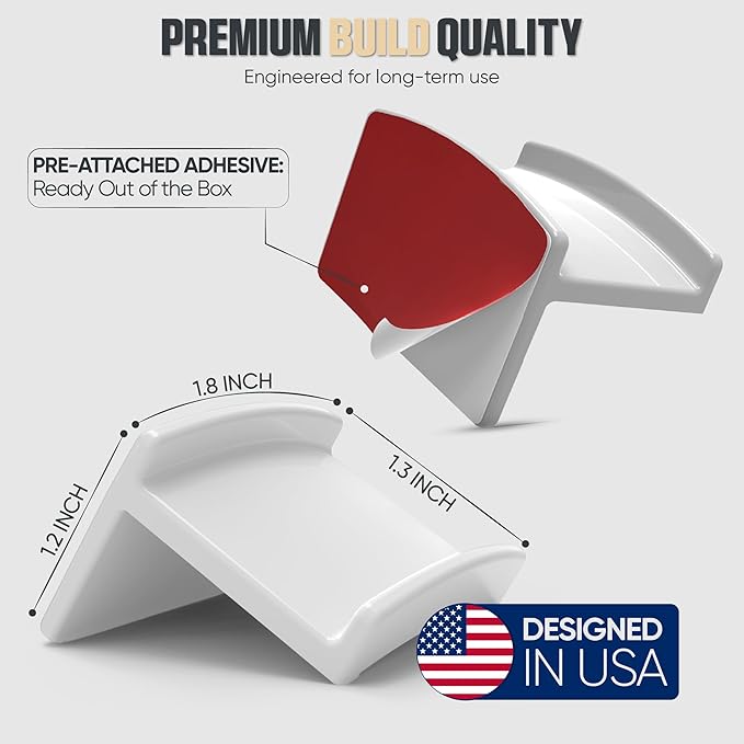 Modern JP Adhesive Hat Hooks for Wall (16-Pack) - Minimalist Hat Rack Design, No Drilling, Strong Hold Hat Hangers - USA Patented, White
