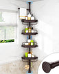 ALLZONE Corner Shower Caddy Tension Pole, Extendable Rustproof Stainless Steel Pole & 4-Tier Adjustable Shelves for Easy Drainage and Built-to-Last Stability, 34 to 116 Inches, Brown