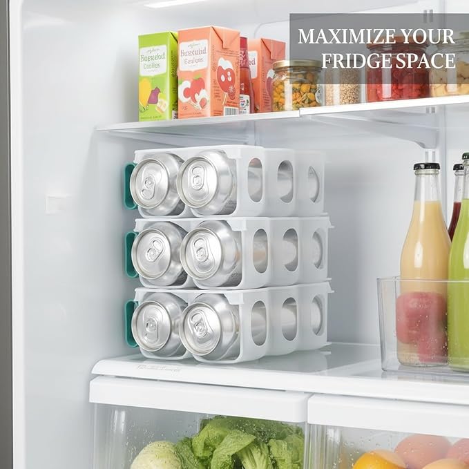 Stacking Can Dispenser, Vertical Soda Organizer Rack for Fridge & Pantry, Slim PP Plastic Storage