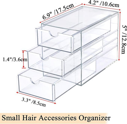 Hipiwe 3 Drawers Acrylic Drawer Organizer Clear Desktop Organizer for Hair Accessories Jewelry Stationery Office Supplies Acrylic Drawer Storage Box for Vanity Bathroom Closet