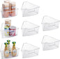 Oubonun Lazy Susan Organizers Set of 8, 12.8’’ x 11.7’’ x 4’’ Plastic Transparent Kitchen Cabinet Storage Bins with Handle, 4" Deep Container, 1/8 Wedge - Food Safe, without BPA