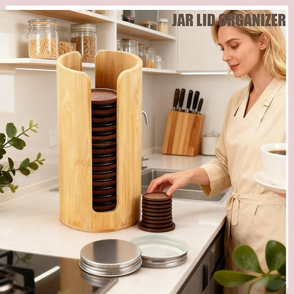 Mason Jar Lid Organizer (2pcs), Mason Jar Lid Storage Made, Suitable for Mason/Canning/Bamboo Lids, Fit Perfectly, Stackable Steady (WideMouth-RegularMouth)
