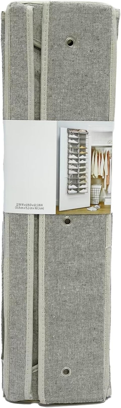 24-Tier Over the Door Shoe Organizer - Hanging Shoe Organizer & Shoe Rack, Polyester & Cotton Shoe Storage, Shoe Organizer for Closet, Space-Saving Over the Door for Bedroom Entry