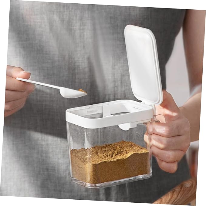 Mikinona Kitchen Seasoning Box Spoon Compact Condiment Jar for Easy Spice Storage Versatile Storage Container for and Seasonings for Kitchen Organization Style