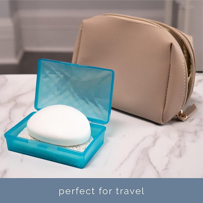 S&T INC. Bar Soap Holder for Kitchen, Bathroom, and Soap Dish, 4 Pack, White, 2.9 inches by 4.4 inches