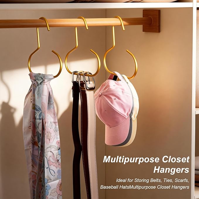 Belt Hanger for Closet, Great Space Saving Belt Hanger, Durable and Sturdy Steel Material, Smooth & Burr-Free Surface, Easy to Use, Multipurpose Closet Hangers for Storing Ties, Scarfs, Hats, 6 Pack