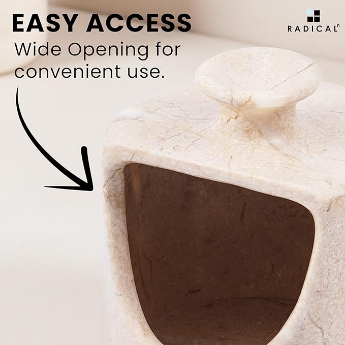 Radicaln Marble Salt Cellar 4.5" Inch Verona Handmade Salt Jar & Table Salt Storage For Kitchen Countertop, Ideal Pig Salt Container, Salts Dish & Sugar Bowl For Table