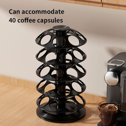 K Cup Holder, Coffee Pod Holder for Keurig Pods - 40 Capsule Spinning Organizer with 360° Turntable, Also Fits Nescafé Dolce Gusto Pods, Space Saving for Kitchen Counter & Office