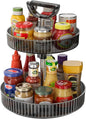 2-Tier Lazy Susan 360° Rotating Turntable Organizer Rack with Handles Height Adjustable, Spice Rack Holder Organizer for Cabinet, Pantry Organizers Bathroom Countertop Storage (Dark Gray)