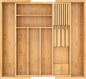 TIOPGHAD Bamboo-Silverware-Drawer-Organizer-Kitchen, Expandable Utensil Holder Cutlery Tray Flatware Organization Adjustable Wood Tableware Dividers Storage (with Removable Knife Block)(Natural)
