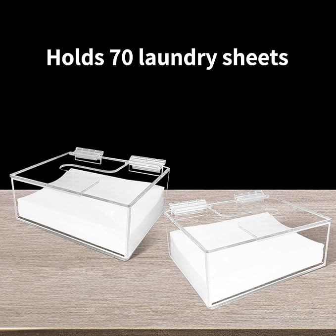 YeeBeny Laundry Detergent Sheets Organizer Compatible with Earth Breeze - Clear Acrylic Dispenser with Lid for Laundry Room