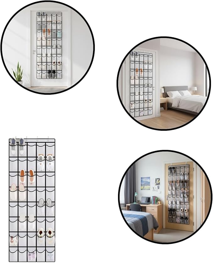 Over the Door Shoe Organizer for Bedroom Door with Multiple Pockets - Hanging Shoe Storage Bag Caddy