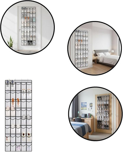 Over the Door Shoe Organizer for Bedroom Door with Multiple Pockets - Hanging Shoe Storage Bag Caddy