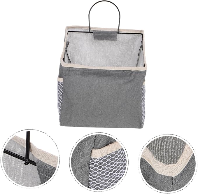 Hemobllo Large Grey Fabric Door Storage Bag Wall Mounted Organizer for Household Items Practical Hanging Magazine and Accessory Organizer Space Saving Tidy Up