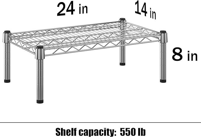 14" Deep x 24" Wide x 8" Height Wire Shelving Kit | 1-Tier | NSF Commercial Storage Rack Unit